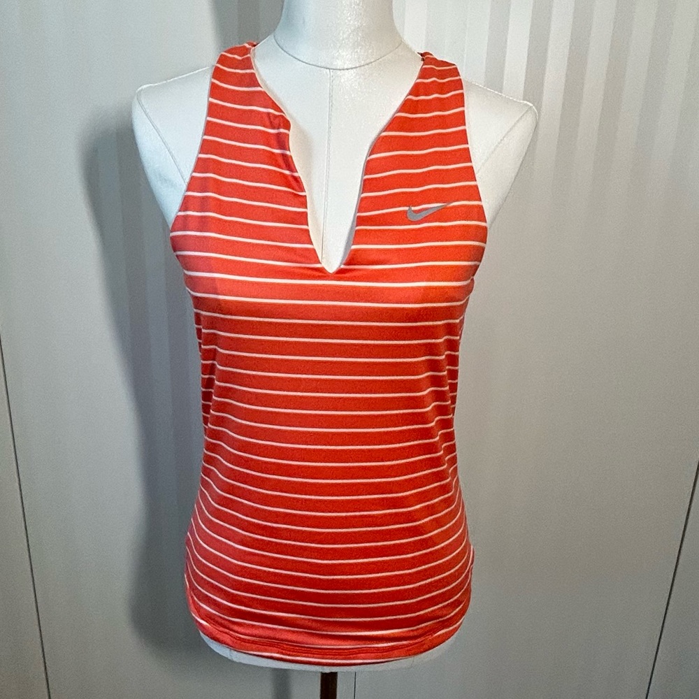 Nike orange white striped Dri-fit performance golf tank Size M